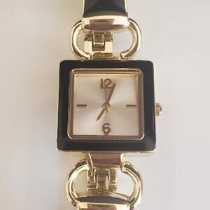 Accutime Women's Black and Gold‎ Tone Bracelet Watch New without Tags
